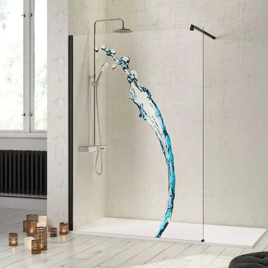 Paroi de douche en verre avec impression numérique