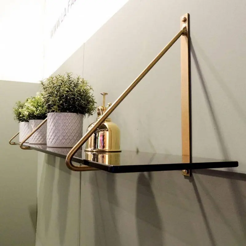 Étagère et table en verre noir et doré