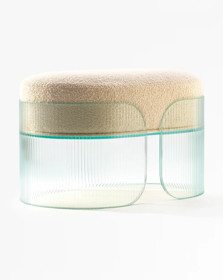 Ottoman en verre Sublime avec coussin bouclette, Glass Variations
