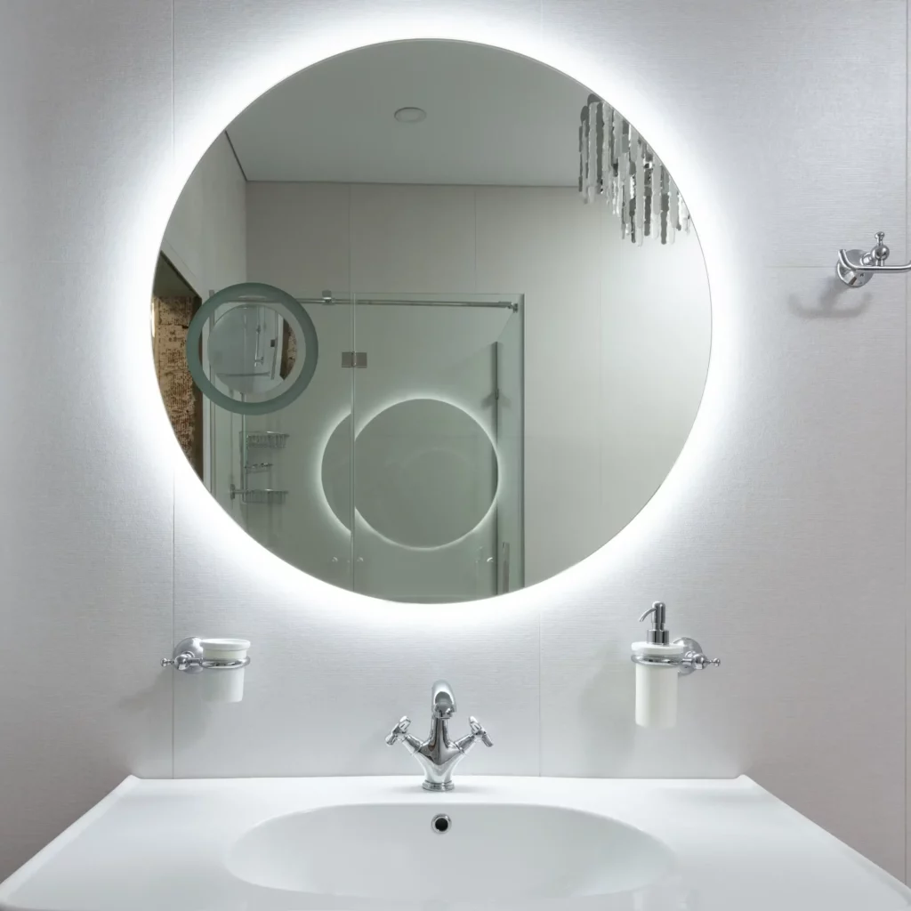 Miroir rétro-éclairé dans une salle de bain